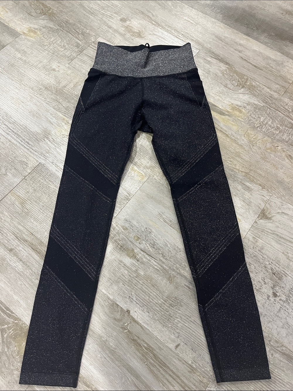 Athleta Black Sparkle High-Waist Leggings